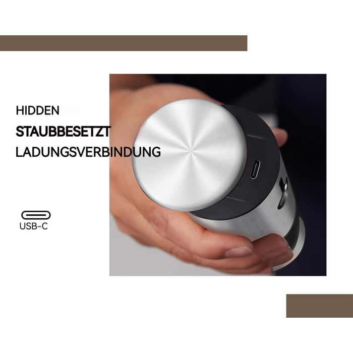 Електричні мельниці для солі та перцю 2 шт. з USB-зарядкою, 6-ступеневим жорном, LED-підсвічуванням та захистом від пилу. Перезаряджувані кухонні помічники