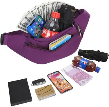 Гірчиця для жінок та чоловіків на пояс, сумочка на стегно, Doggy Bag, сумка для активного відпочинку, спортивна сумка для телефону, сумка через плече, кемпінг, фітнес, велосипед, гаманець, мішечок (фіолетовий)