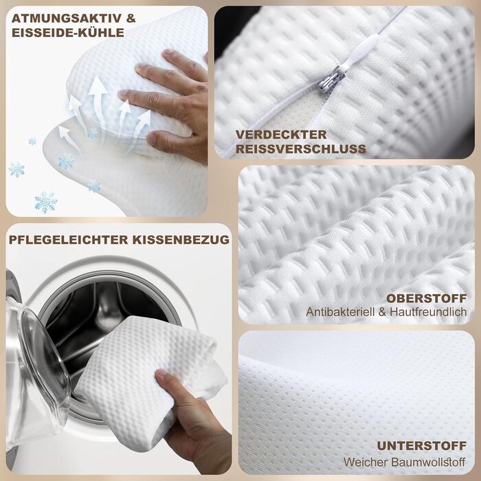 Ортопедична подушка для шиї та плечей, Memory Foam, 66x40x14 см. Підходить для сну на спині, боці та животі. Підтримка шиї.