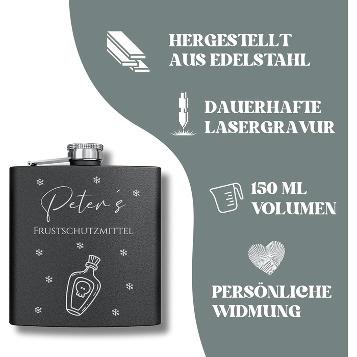 Набір фляг з гравіюванням - персоналізований з іменем - ідеальний подарунок на весілля та для чоловіків - нержавіюча сталь (Дизайн 12)