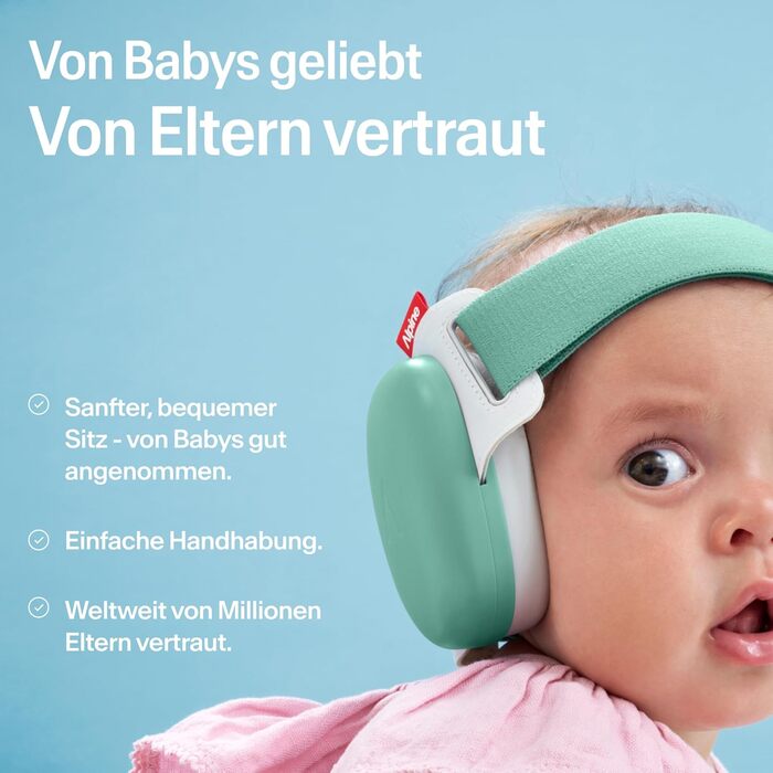 Навушники Alpine Muffy Baby Klassik для захисту слуху малюків, чорного кольору, регульоване антиковзне обруч до 36 місяців, безпечно протестовано в Німеччині, запобігають пошкодженню слуху, комфортне зелене обруч