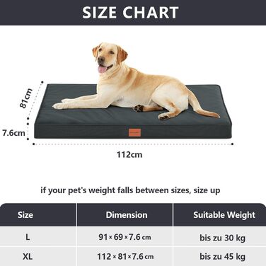 Orthopedic Dog Bed, Dog Sofa with Egg Crate Foam for Large Dogs, 112 x 81 cm, Removable and Washable, Non-Slip Bottom, Grey