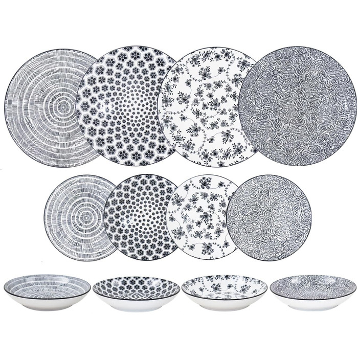 Сервіз столовий IBILI Armonia чорний, 12 предметів, порцелянові тарілки на 4 особи