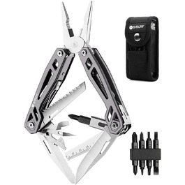 BIBURY Multitool - Titanium Multi-Tool Set for Men & Women | Camping, Hunting, Fishing & Hiking | Stainless Steel Pliers with Screwdriver