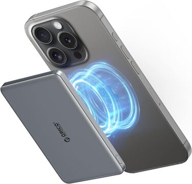Power Bank Orico Kada Magsafe 5000mAh з USB-C, Магнітний, 20W PD, для iPhone 16/15/14/13/12 (Сірий)
