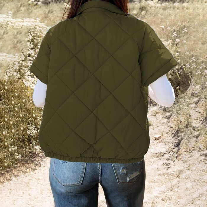 Пуховий жилет Daen, армійний зелений (XXL), з кишенями, на блискавці, для осені/зими