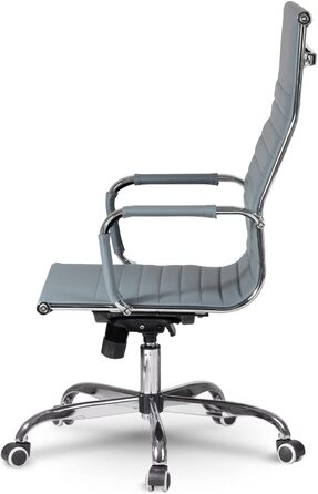 Офісне крісло Tokio з ергономічною спинкою, поворотне, на колесах, з регульованою підголівником, ігрове, для керівника, штучна шкіра, сірий