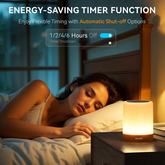 Нічник Auxmir для дітей з акумулятором 3000mAh, LED-лампа настільна сенсорна з регулюванням яскравості, 5 режимів, 13 кольорів, 5 рівнів яскравості, бездротова лампа з таймером та пультом дистанційного керування, нічник для декору спальні, тераси