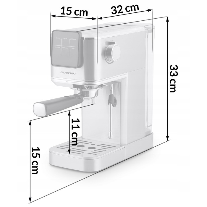 Ріжкова кавомашина Berdsen з капучинатором, 20 бар, сенсорне керування