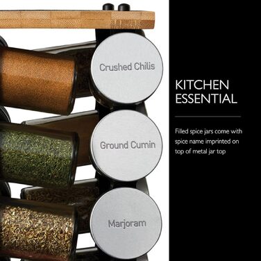 Карусель для спецій та трав Cole & Mason H121808U, 16 відділень, Чорний/Нержавіюча сталь