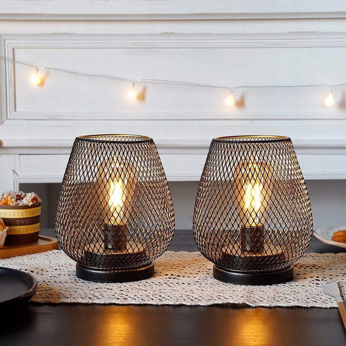 Набір з 2 металевих ліхтарів-світильників LED на батарейках, бездротові