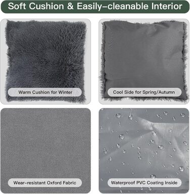 Будка для котів та собак: велика, м'яка, 56x51x46 см. Підходить для Бігль, Французький бульдог, Вельський коргі. З м'яким килимком.