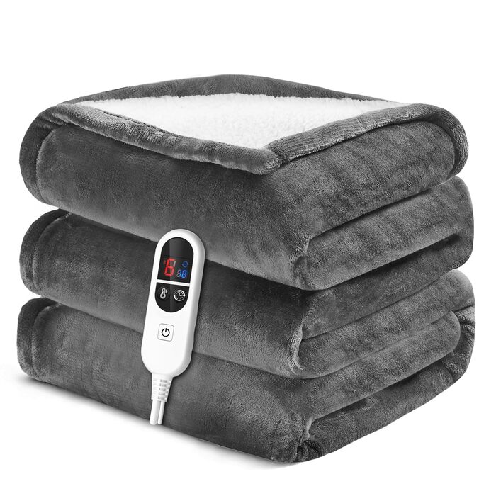 Електрична ковдра Airfish 180x130 см – преміум-якість, 6 режимів нагріву, таймер 12 годин, автовимкнення, економна та придатна для прання