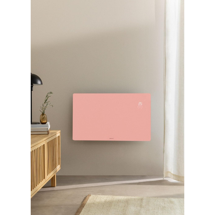 Електричний конвектор CREATE/WARM Crystal 2000W з WiFi, скло, пастельно-рожевий, LED-touchscreen, 2 режими