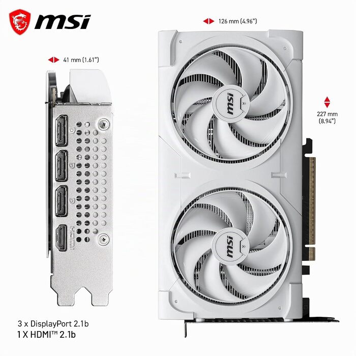 Відеокарта MSI GeForce RTX 5060 Ti VENTUS 2X OC WHITE 8GB GDDR7, PCIe 5.0