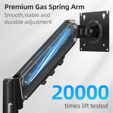 Кріплення для монітора MOUNTUP, 13-32 дюйми, 2-9 кг, VESA 75/100mm, газ-амортизатор, 360° оберт, регулювання висоти, нахил, EU8015B, Single arm