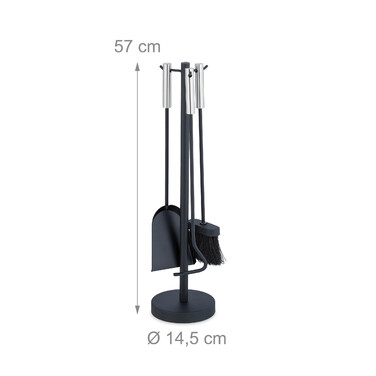 Relaxdays 4-Piece Fireplace Set in Black