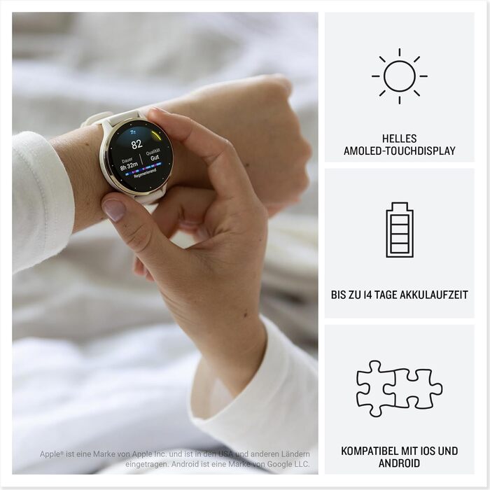 Розумний годинник Garmin Venu 3S 41mm – фітнес-трекер з AMOLED-дисплеєм, до 10 днів роботи від акумулятора, 30+ спортивних функцій, Bluetooth, Garmin Pay, режим для інвалідних візків, 41mm, French Gray/Softgold