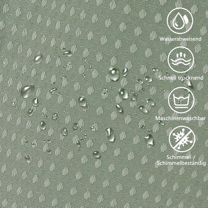 Шторка для душу Waffel з магнітною фіксацією, текстиль, поліестер, 183x183 см (зелена)