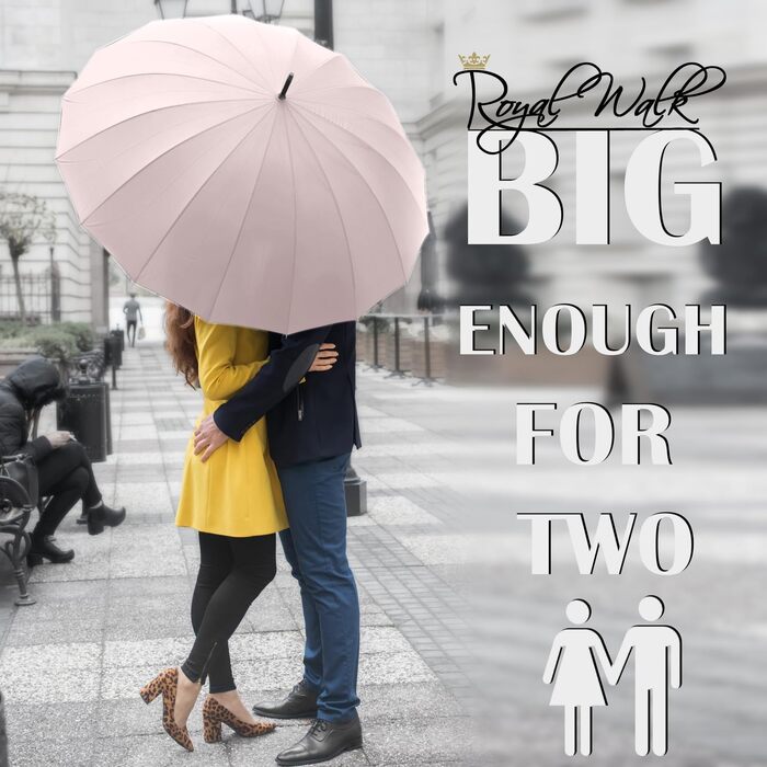 Royal Walk Automatic Travel Golf Umbrella - 54 inch / 137cm - Windproof, Waterproof, Large Size for 2 People - Classic Design with Wooden Handle - Unisex