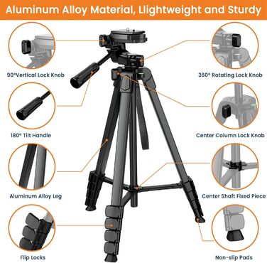 Штатив для камери та смартфона Handy Upgrade 172 см з тримачем та пультом, легкий, чорний