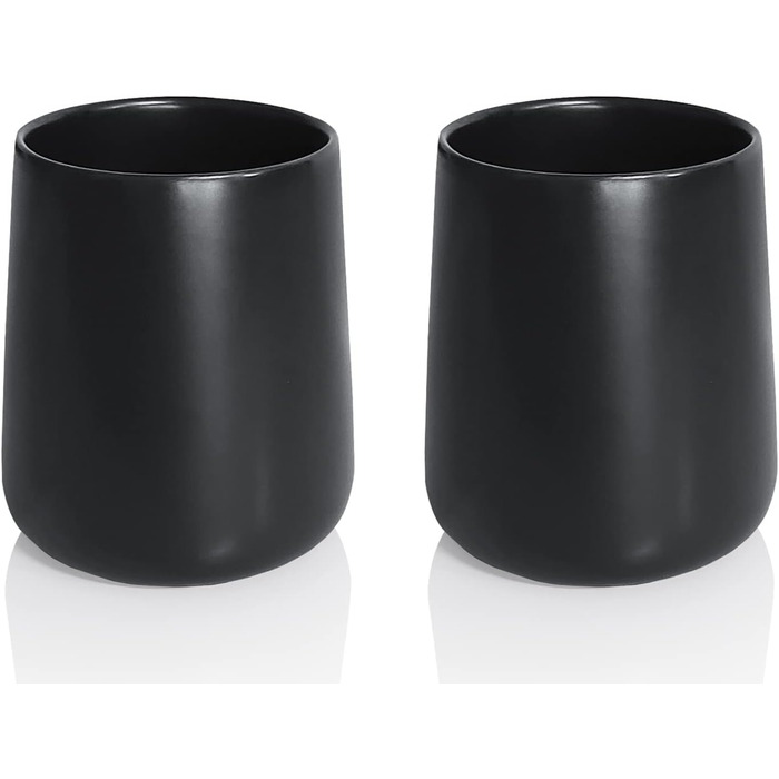 Toothbrush Holder, Matte Black, 2 Pieces, Ceramic Toothbrush Holder, Toothbrush and Toothpaste Organizer for Bathroom, Home Decoration, Countertop, Dresser