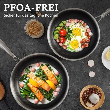 Пательня KOKHUB 28 см з кришкою, індукційна, нержавіюча сталь Tri-Ply, антипригарна, для всіх плит, жароміцна