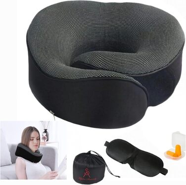 Подушка для подорожей Ergonomic – подушка для шиї з memory foam, підтримка голови та шиї, комфорт для тривалих подорожей літаком, потягом, автомобілем – ідеальна для відпочинку та сну