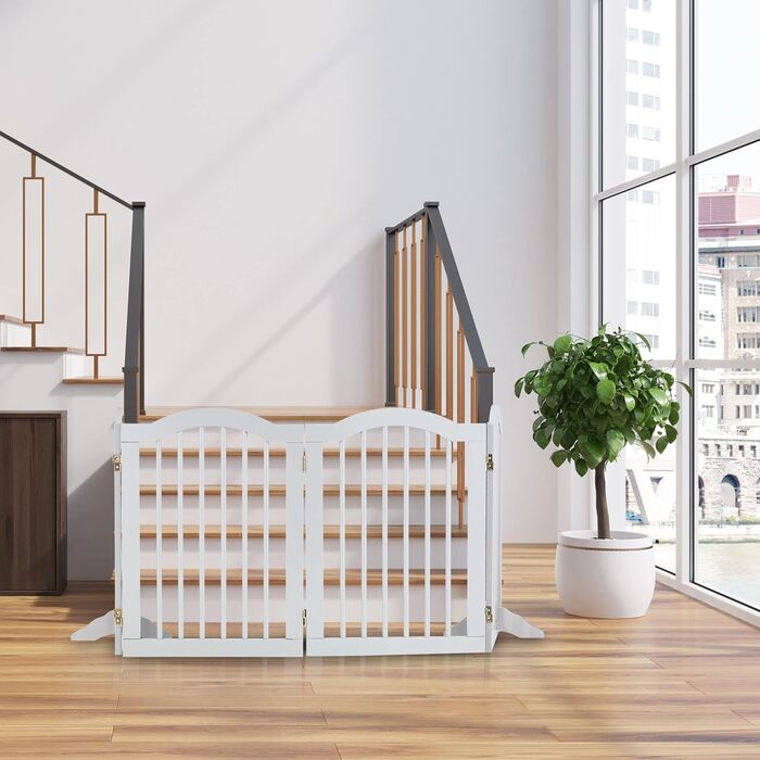 Захисне ворота Relaxdays для собак та котів, біле, 70 x 205,5 см, розкладне