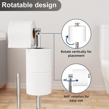 Тримач туалетного паперу з щіткою для унітазу з нержавіючої сталі, гальванічне покриття (сріблястий блискучий)