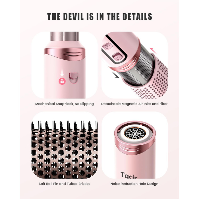 Airstyler 8-в-1: комплект для укладки волосся з набором насадок, рожевий