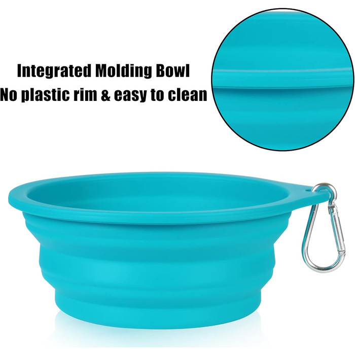 Складний миска для собак SLSON 2 шт. - портативна годівниця для тварин, миска для води, з карабіном, для подорожей, блакитна