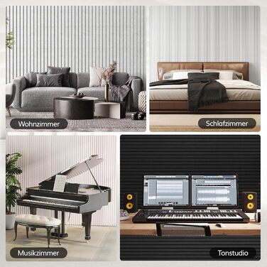 Акустичні панелі TONOR самоклеючі для звукоізоляції, шумопоглищаючі панелі для стін у студію, офіс та дім, 120x60x1.9 см, чорні (4 шт)