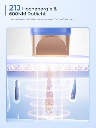 Пристрій для епіляції IPL з охолодженням 8°C, 9 рівнів, 600 нм червоне світло, LCD-екран, для жінок та чоловіків, обличчя, руки, бікіні-зона, тіло