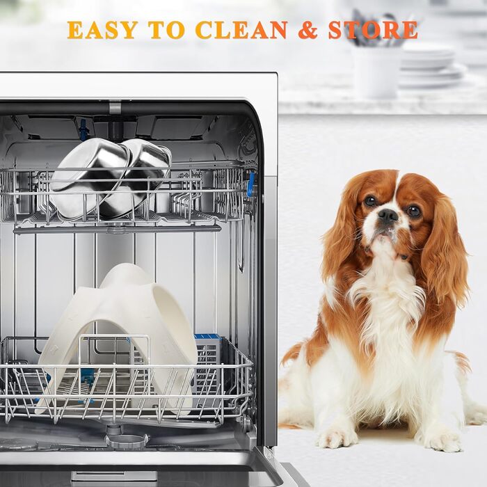 Миска для собак VIVAGLORY Splashfree - не розливається, з нержавіючої сталі та силіконовим килимком, 1310 мл, для кемпінгу, колір слонова кістка