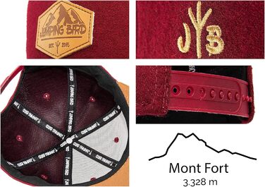 Кепка бейсболка Jumping Bird • Змінна регулювання • Фетровий матеріал • Унісекс • Темно-червоний колір