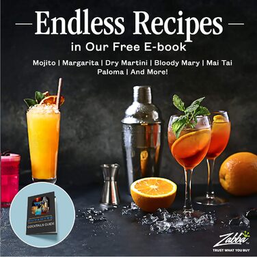 Cocktail Shaker Set - Premium Bar Kit with Free Measuring Jigger - Cocktail Recipes - 0.7L Stainless Steel Cocktail Shaker - Martini Shaker, Mixer with Strainer