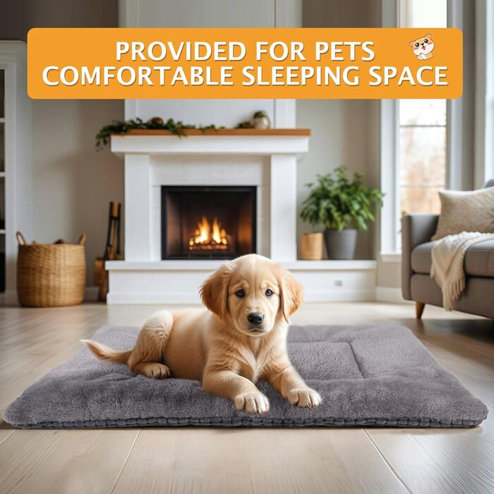 Dog Bed Soft and Warm Mat Dog Cushion Washable Cozy Reversible Pet Sofa Cushion PS085 (106x71 cm, Grey)