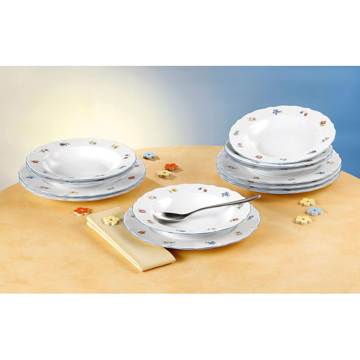 Seltmann Weiden 001.717236 12-Piece Sonate Nostalgie Tableware Set, 32.3 x 32.3 x 23.5 cm, White