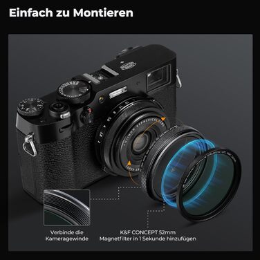 UV-фільтр K&F Concept для Fujifilm X100 (X100F/X100S/X100T/X100V/X100VI) - Чорний