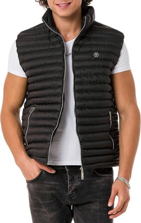 Чоловіча жилетка Redbridge з коміром-стійкою, модель Bubble Vest, колір чорний