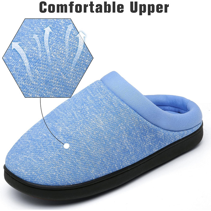 Тапочки домовиті жіночі Mishansha Herren з піною пам'яті, антиковзаючі, розмір 36-49 (Небесно-блакитний, 48 EU)