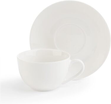 Набір чашок для капучино з блюдцями, Bone China, 220 мл, білі, 8 предметів