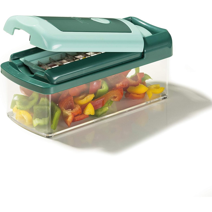 Genius Nicer Dicer Fusion Smart Julienne Slicer | 16-Piece Vegetable Chopper & Slicer Set | Mint Green