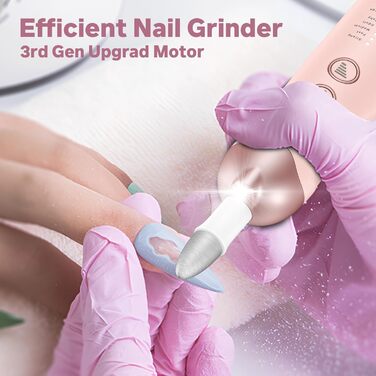 Електричний набір для манікюру та педикюру AOMEES з 9 насадками, LED-підсвічуванням та сумкою (Тюльпан)