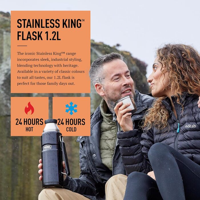 King Stainless Steel Flask with Handle - 1.2L / 1200ml - Brown