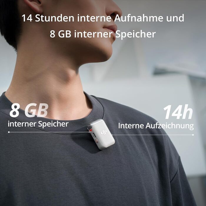 Беспроводной петличный микрофон DJI Mic 2 (Perlweiß) с Bluetooth, шумоподавлением, 48 кГц/32-bit Float, дальность 250 м для камеры, телефона, видеоблога