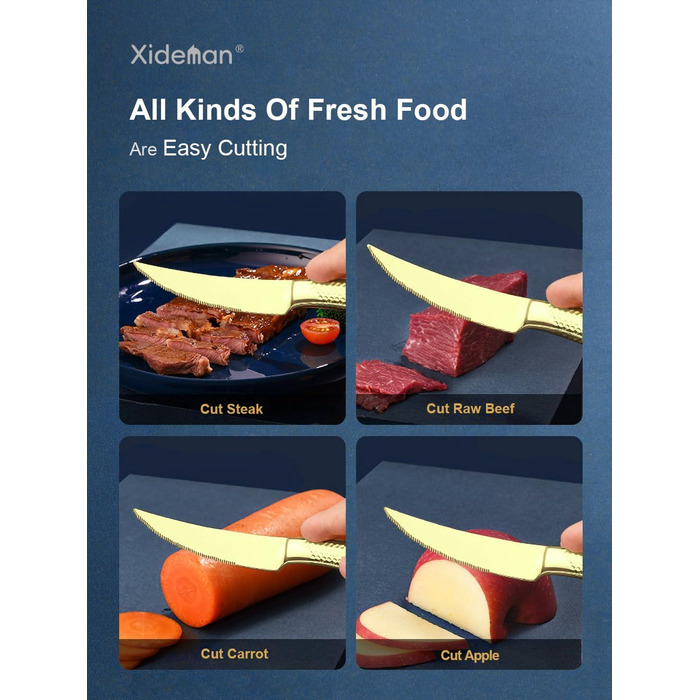 Набір столових приборів на 6 осіб, 24 предмети, нержавіюча сталь 18/10, золотий титан, сучасний дизайн, з двостороннім зазубреним ножем, для посудомийної машини