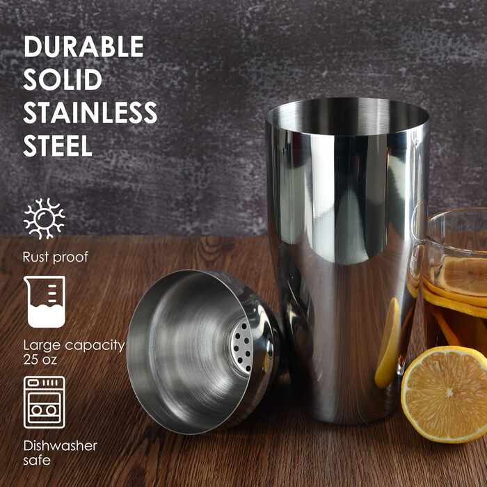 Набір шейкер для коктейлів Esmula 750 мл, 12 предметів, з рецептами, нержавіюча сталь