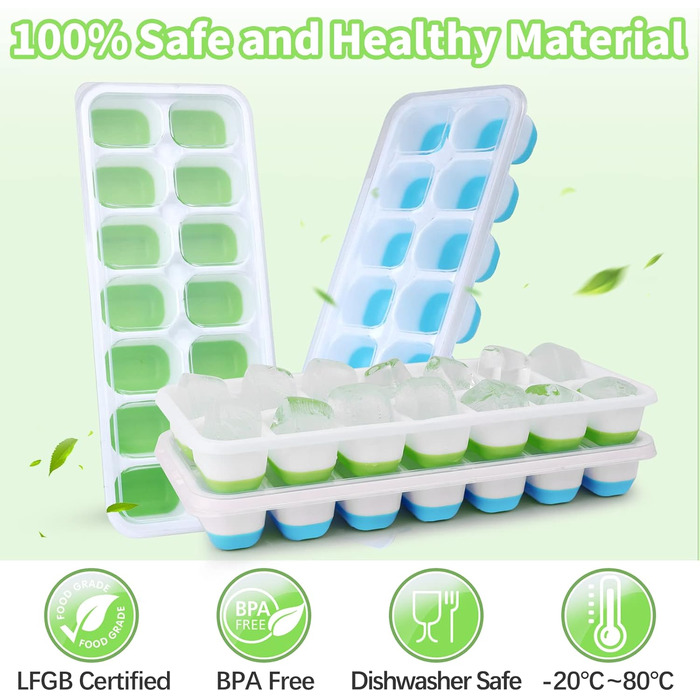 Силіконова форма для льоду з кришкою, BPA-free, набір 8 шт, штабельовані контейнери для коктейлів, віскі та кави (чорний та сірий)